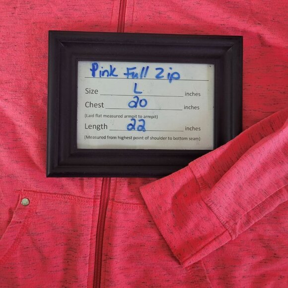 Made for Life Full Zip Sweatshirt Hooded Drawstring Women Large Hot Pink Heather - Picture 5 of 10